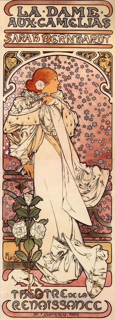 La Dame aux Camelias 1896 Czech Art Nouveau distinct Alphonse Mucha Oil Paintings